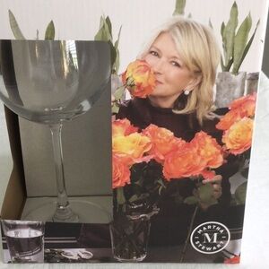 Martha Stewart Wine Glass Set with Orange and Yellow Floral Design